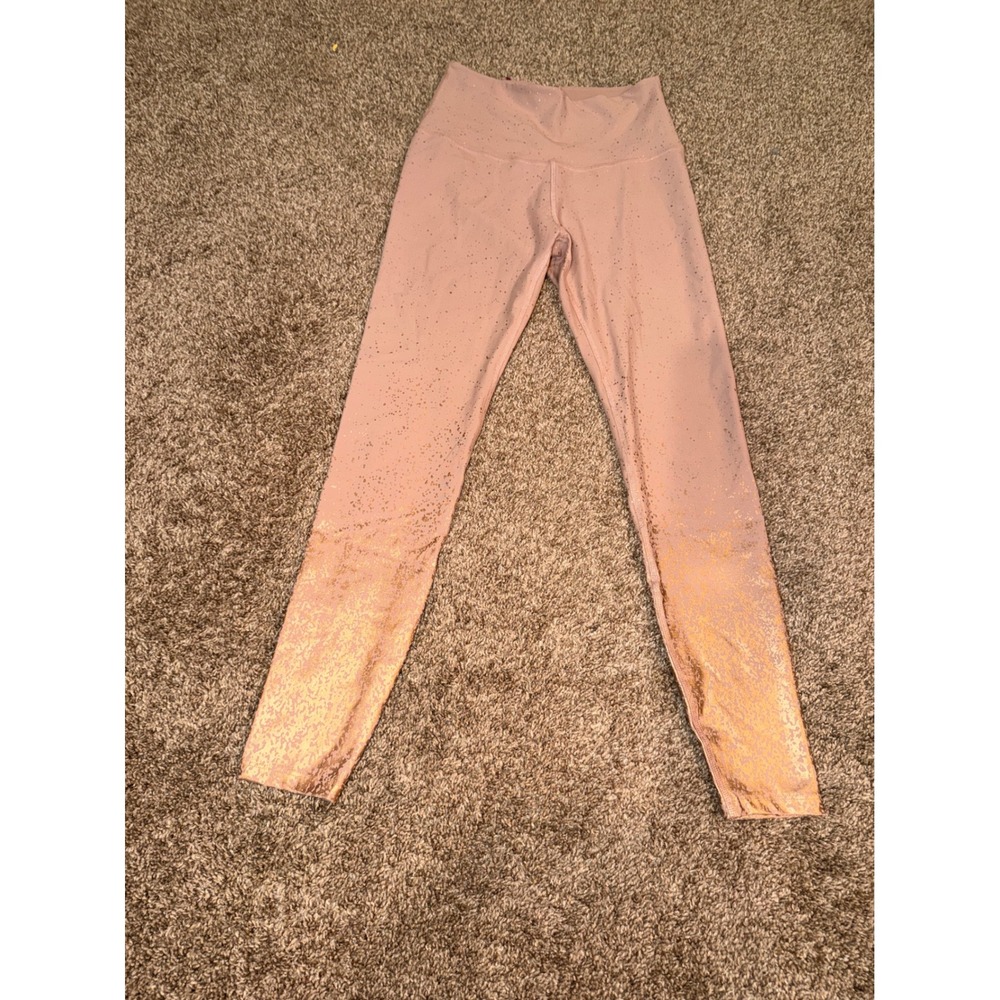 Beyond Yoga Womens High Waisted Ombre Rose Gold Foil Leggings Blush Pink Large - Picture 1 of 6